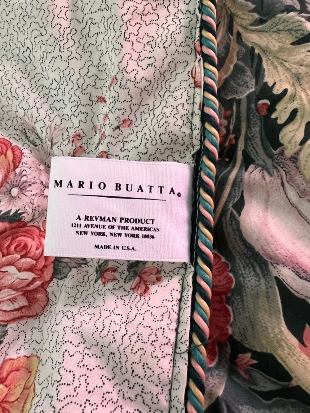 Vtg Mario Buatta Marissa Quilted  Reversible Roses Floral Twin Comforter 62”x86”